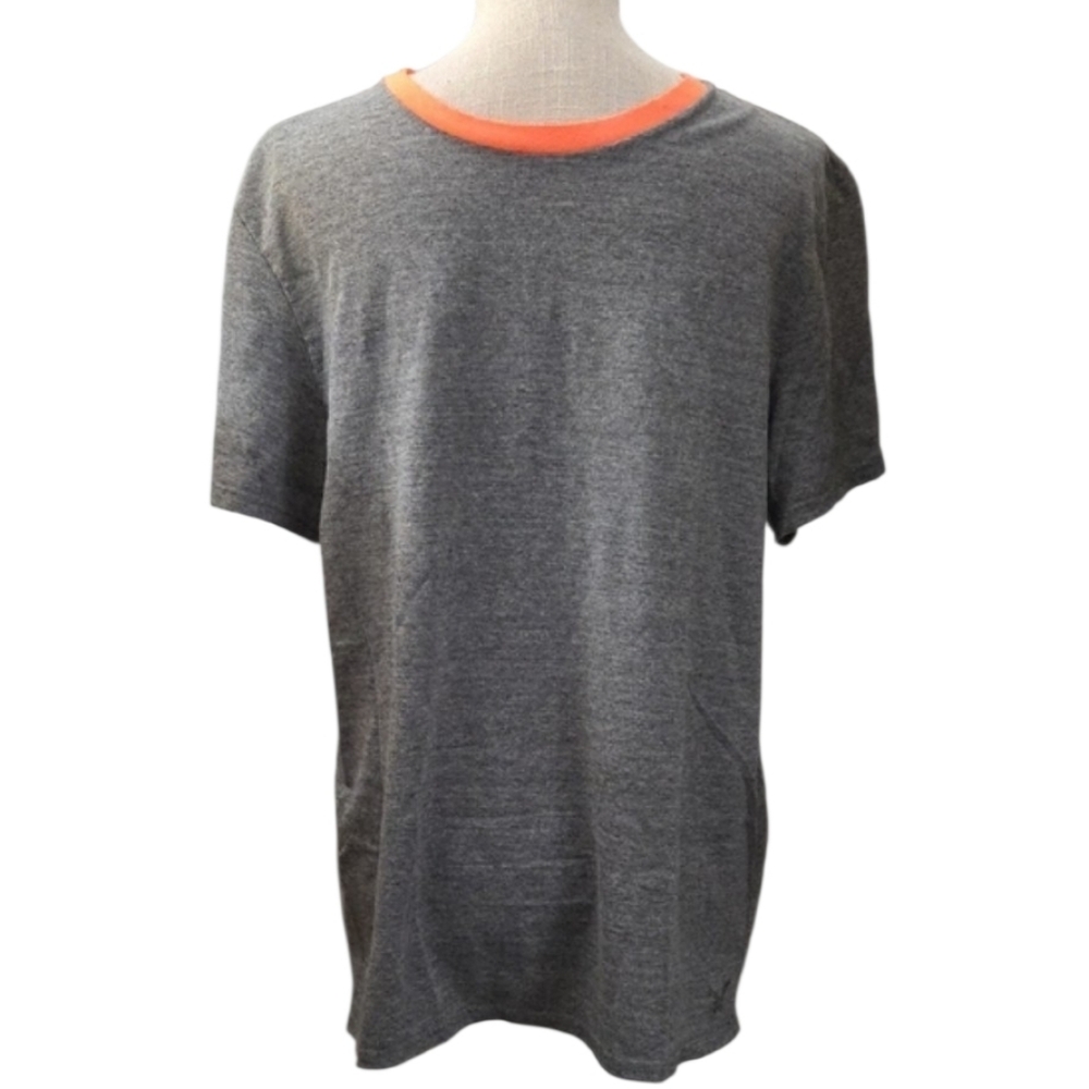 American Eagle Outfitters Grey Short Sleeve Tee with Orange Neck Trim